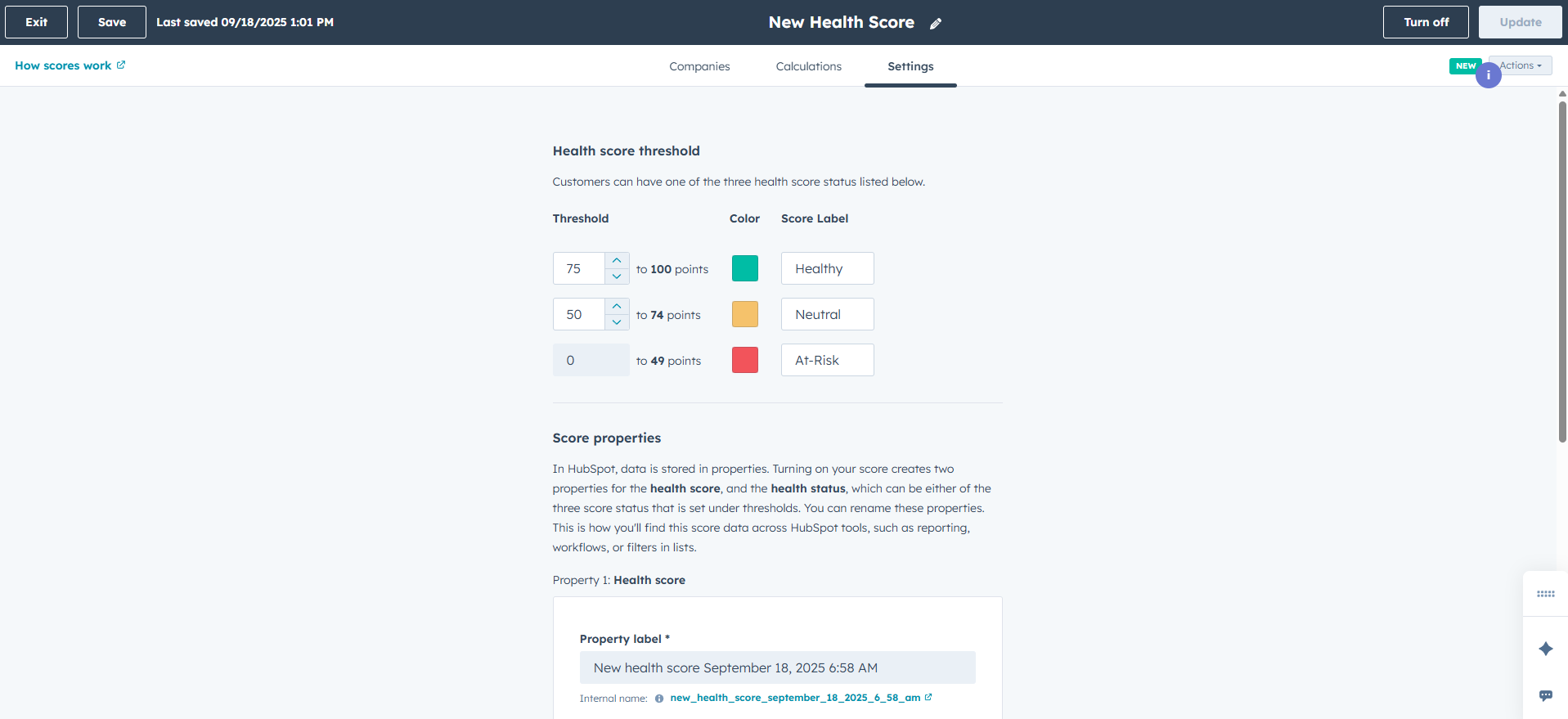 5. Review settings