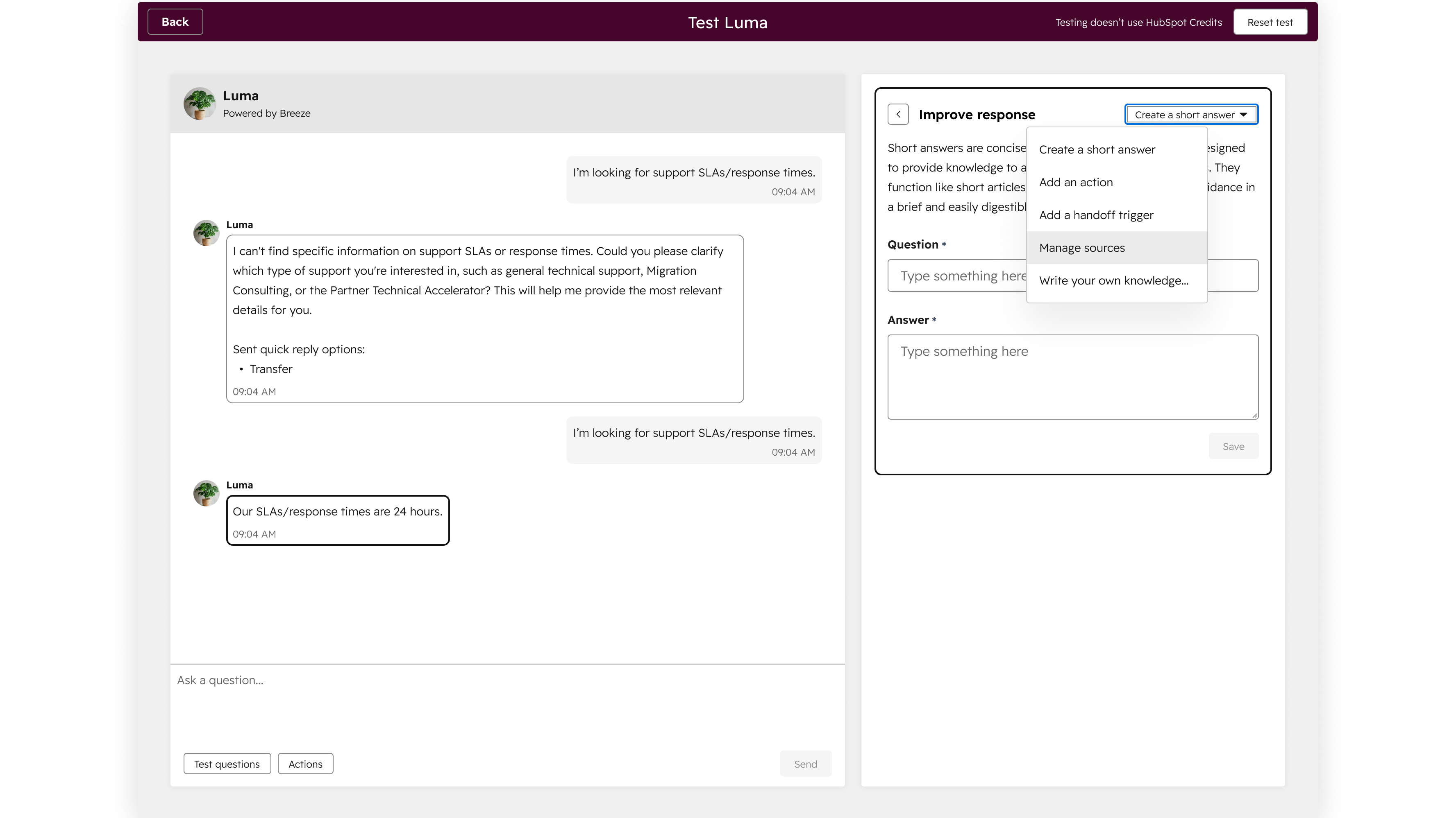 Preview and refine your Customer Agent’s responses to deliver the best experience