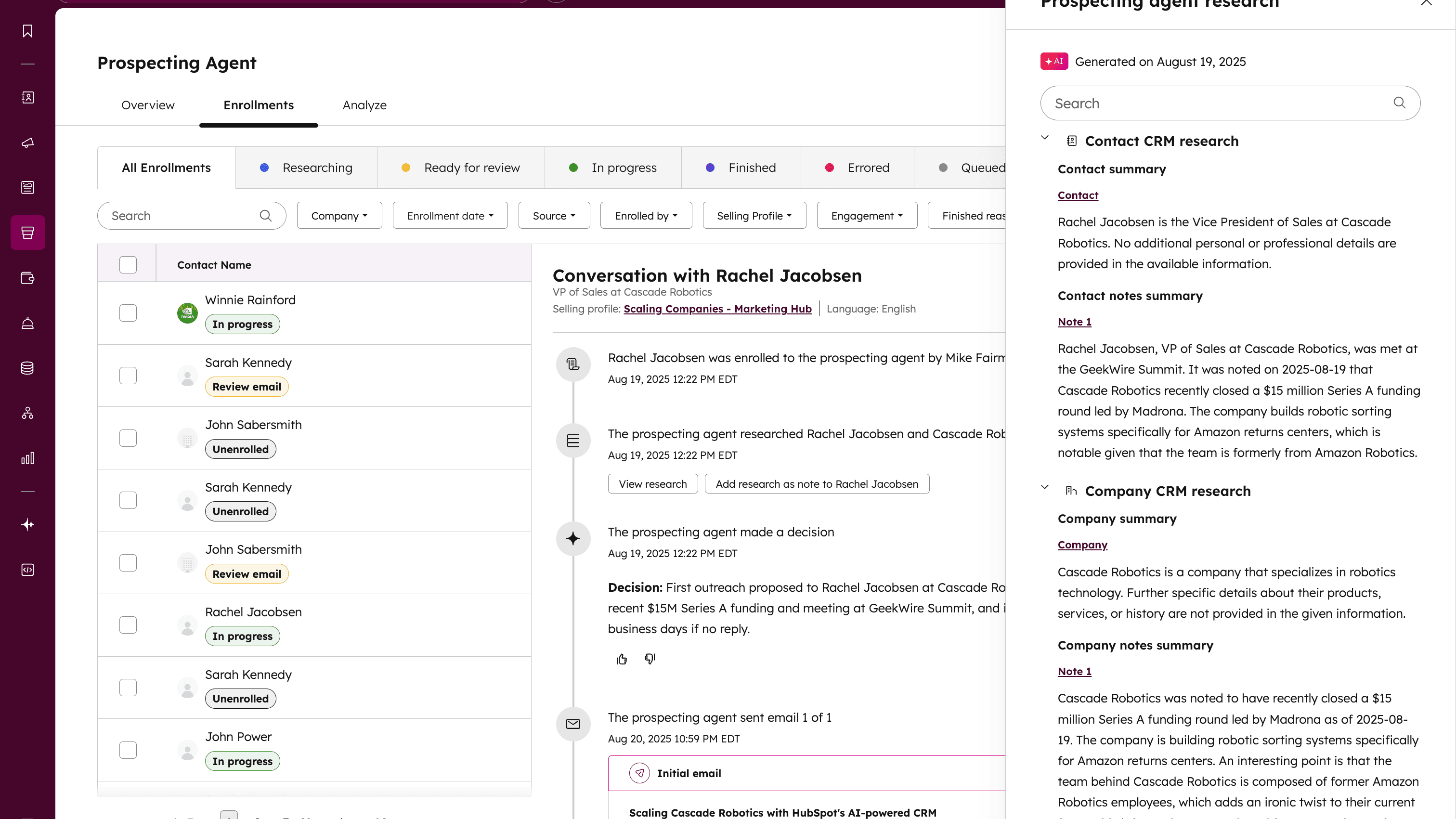 prospecting agent deep research