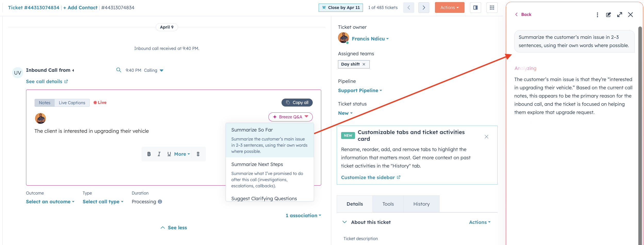Live Captioning & Live Call Assist with Breeze in Help Desk