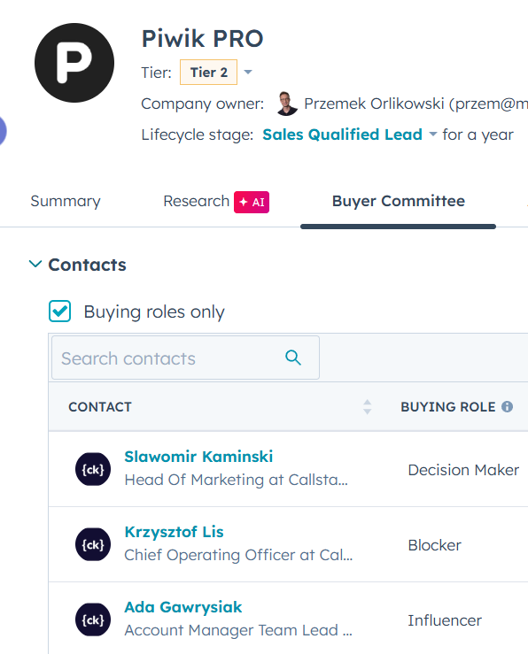 Demographic Data Enrichment: Buying Roles in HubSpot