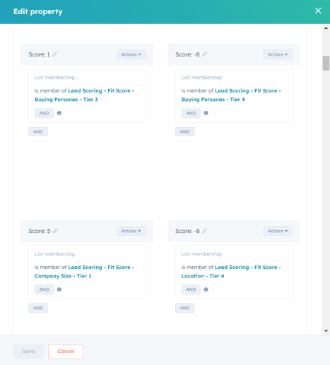 Scoring for Fit Score