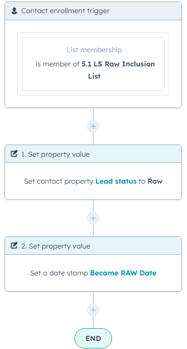 Workflow for setting up raw lead status