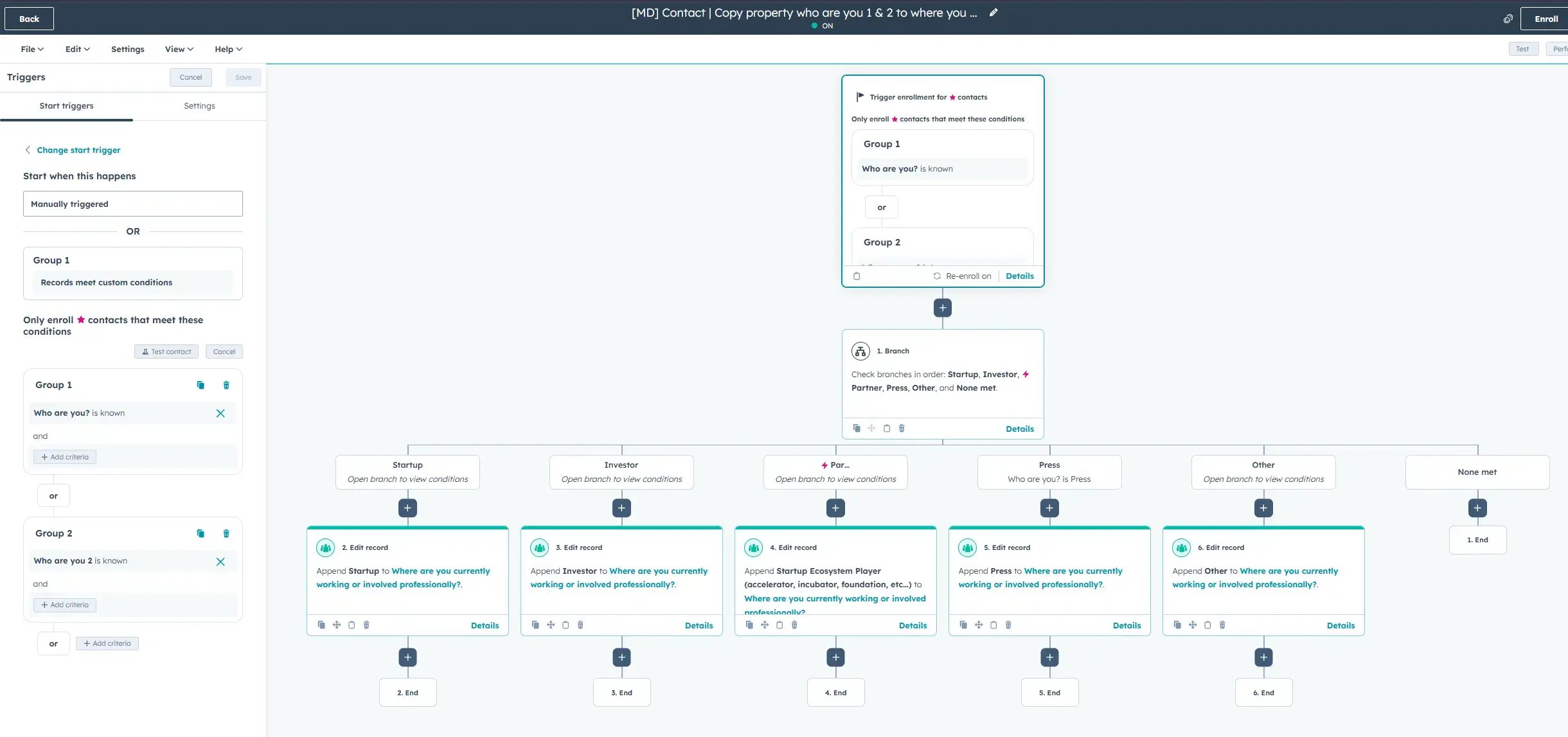 Hubraum Segmentation workflow in HubSPot