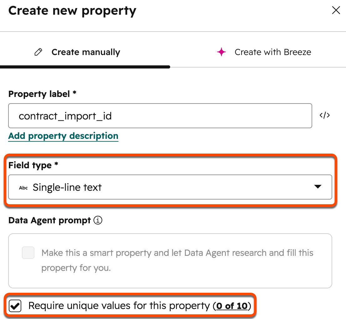 In HubSpot: prepare the import identifier in the HubSpot interface